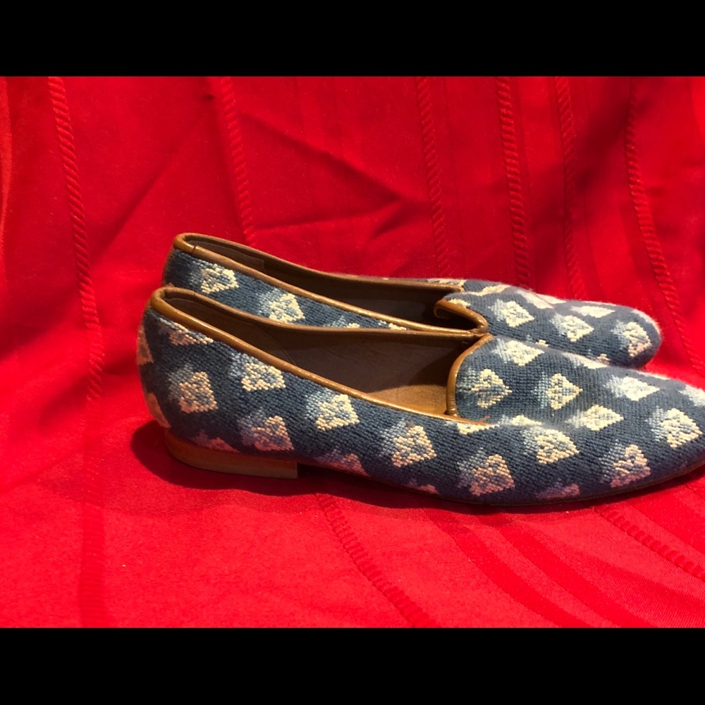Blue needlepoint flats